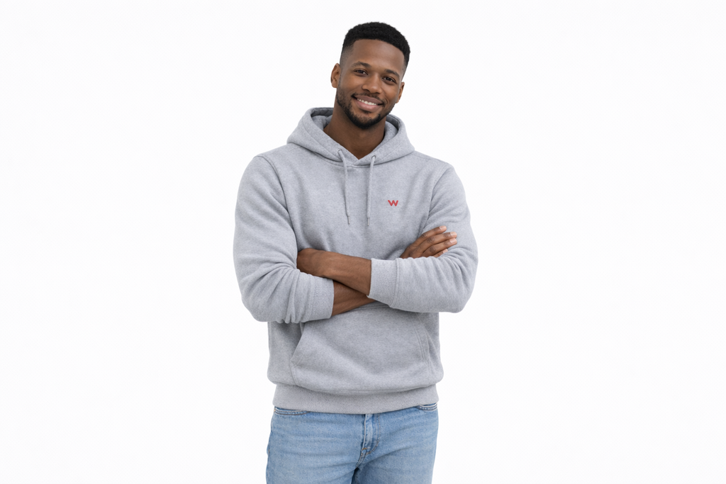 Grey Fleece Pullover Hoodie