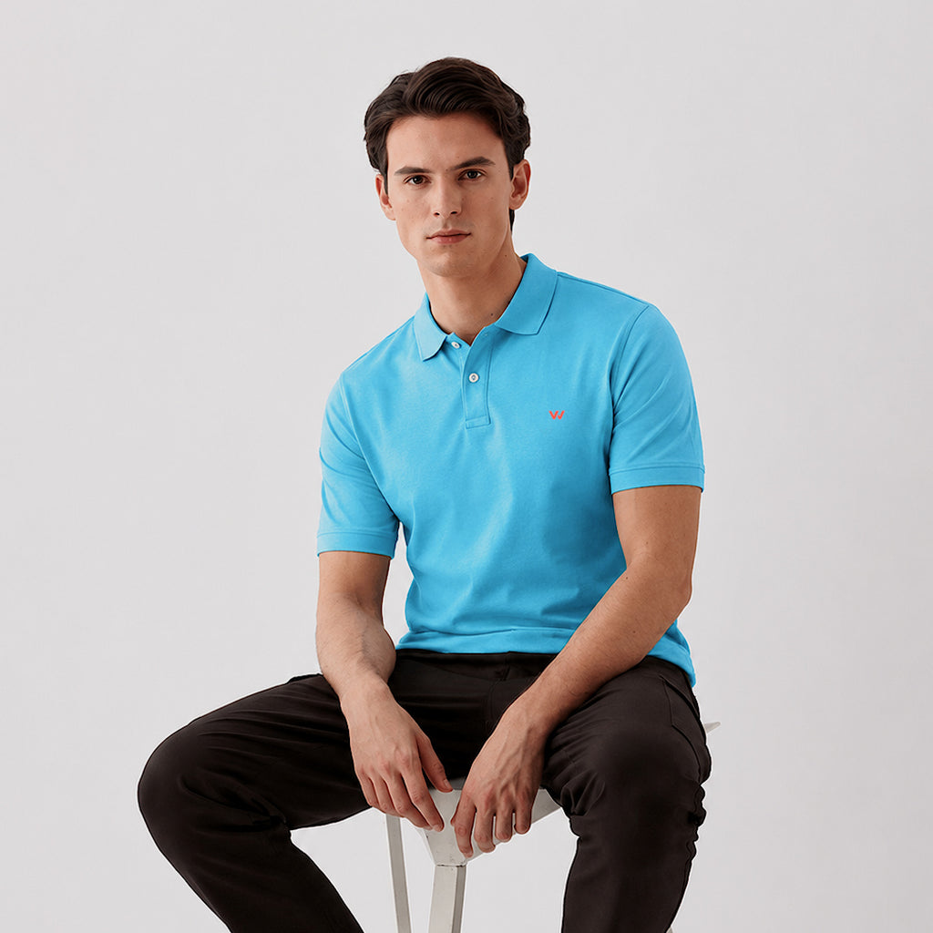Light Turquoise Melange Polo T-Shirt