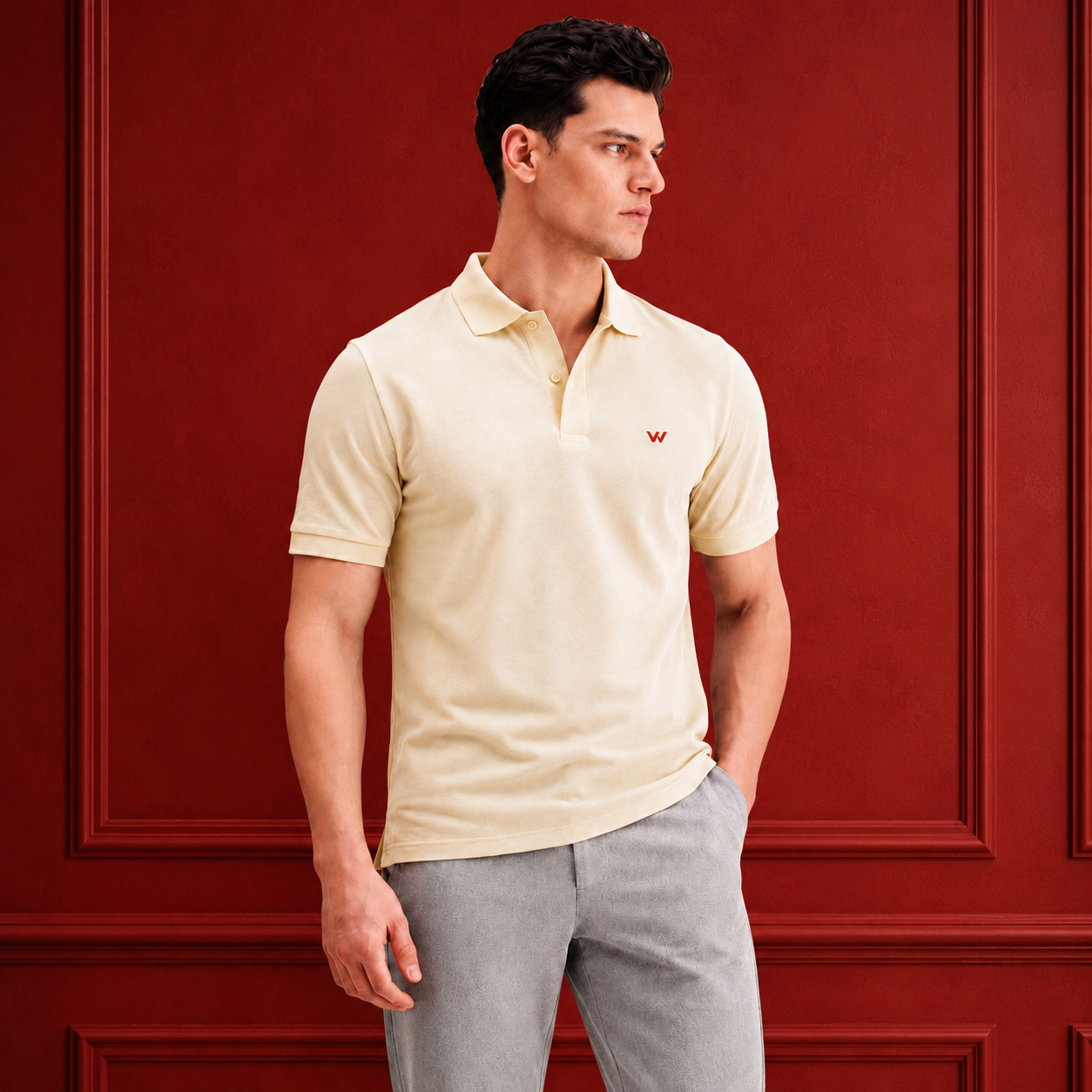 Beige Polo Neck T-Shirt