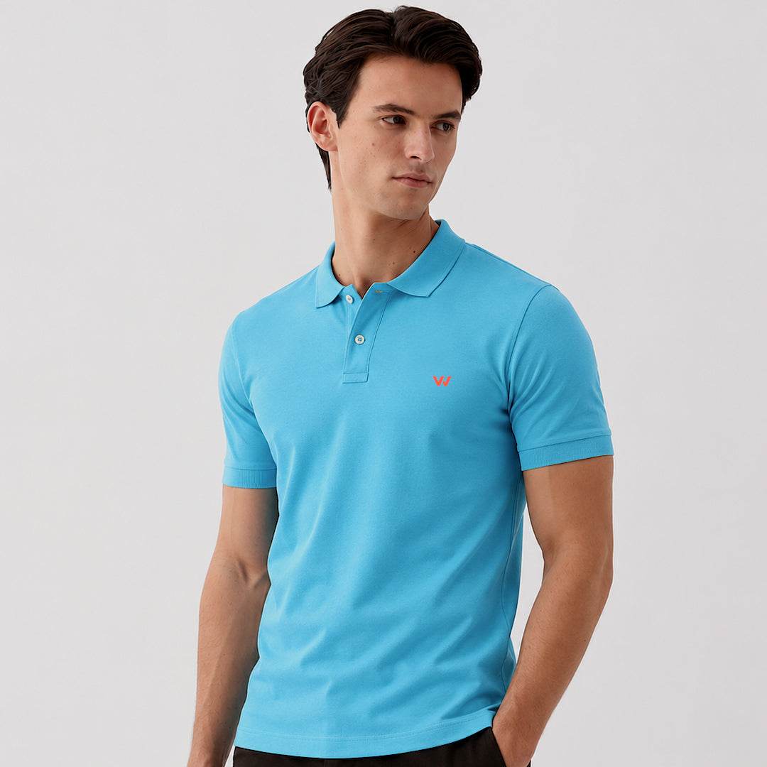 Light Turquoise Melange Polo T-Shirt