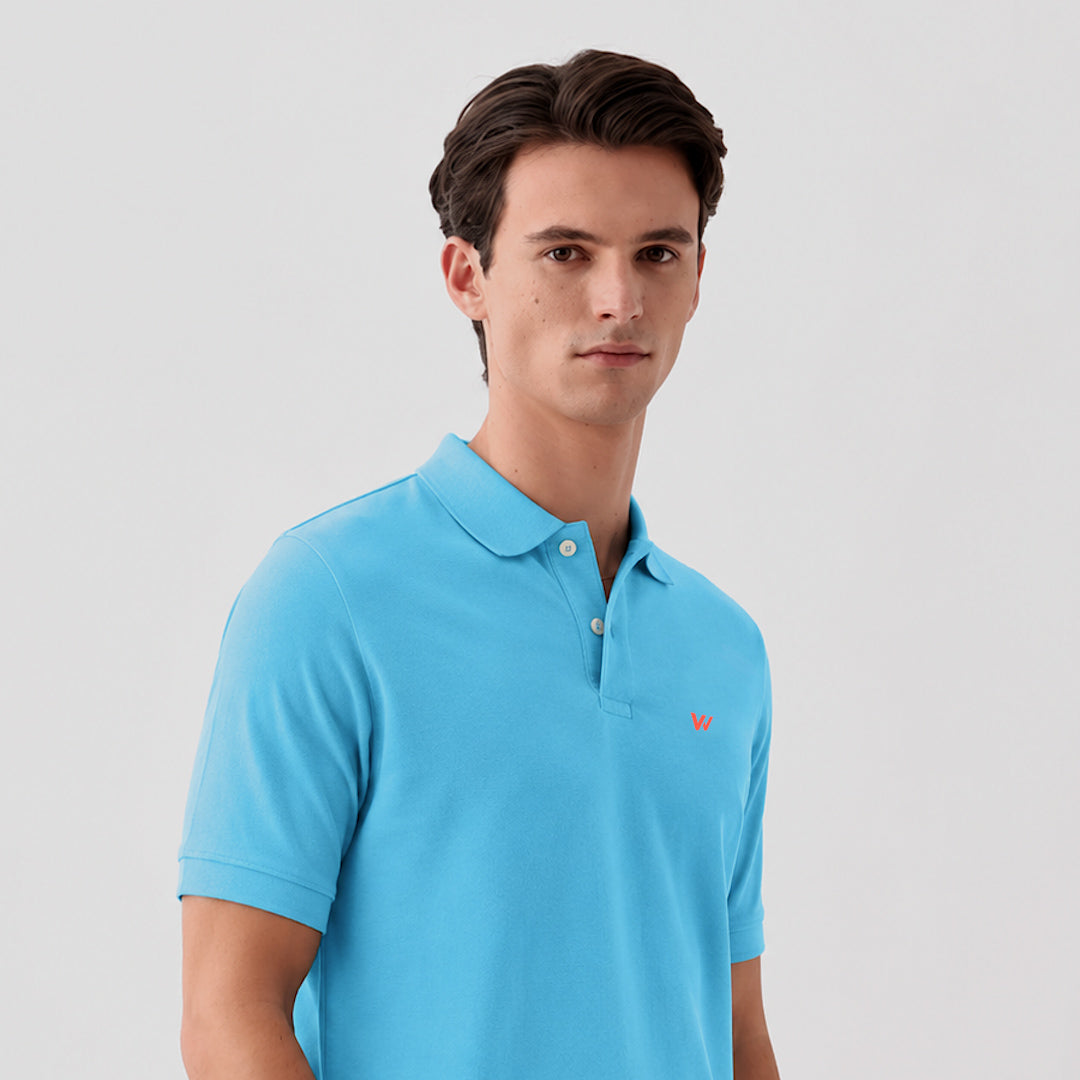Light Turquoise Melange Polo T-Shirt