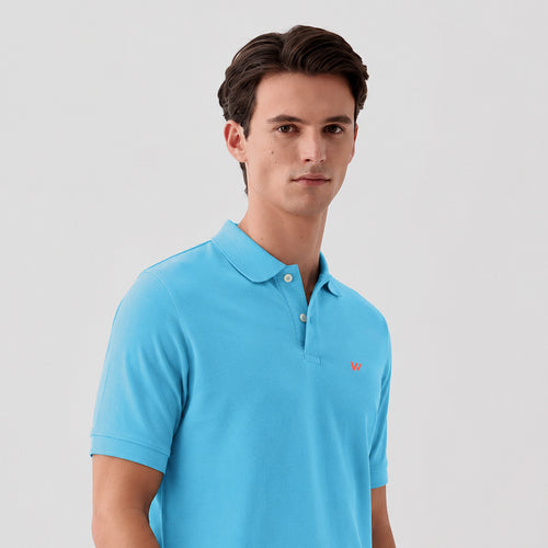 Light Turquoise Melange Polo T-Shirt
