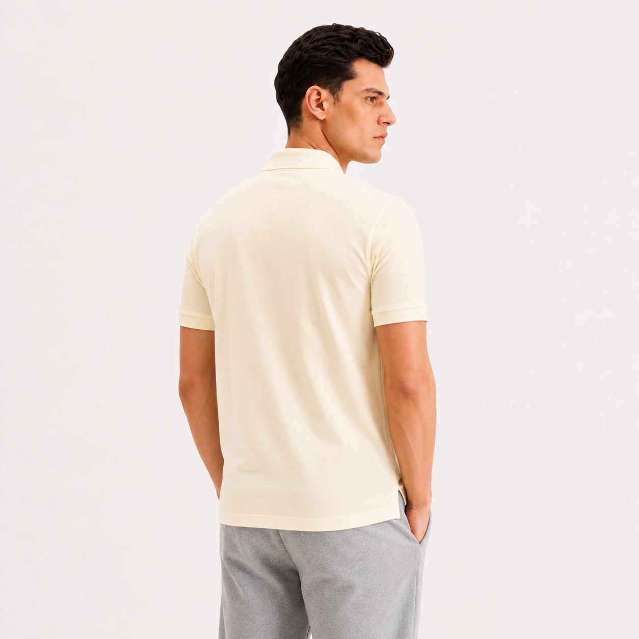 Beige Polo Neck T-Shirt