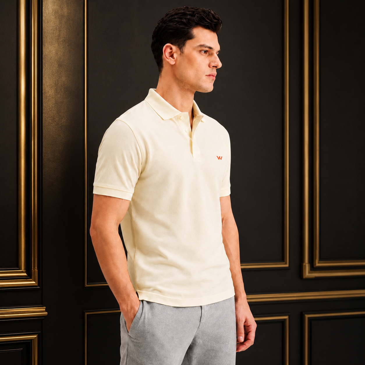 Beige Polo Neck T-Shirt