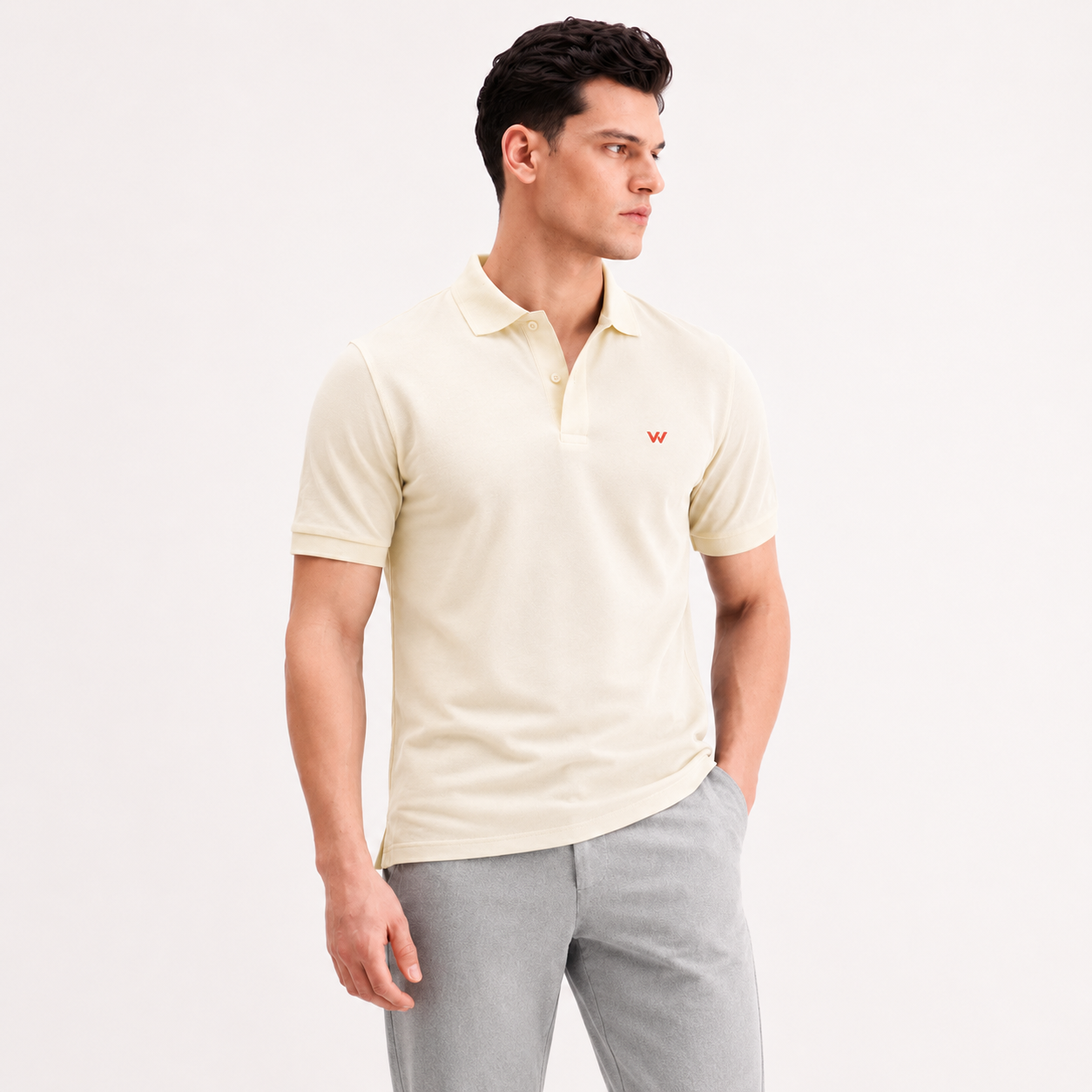 Beige Polo Neck T-Shirt