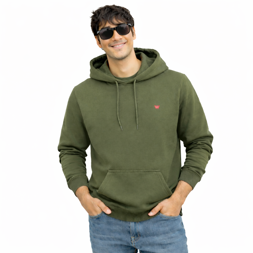Olive Fleece Pullover Hoodie