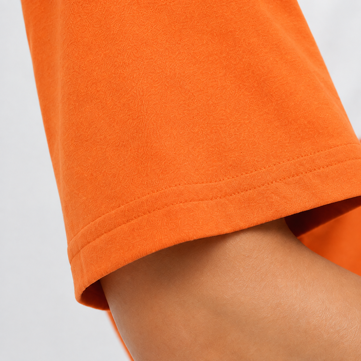Peach Cotton French Terry Crew Neck T-Shirt