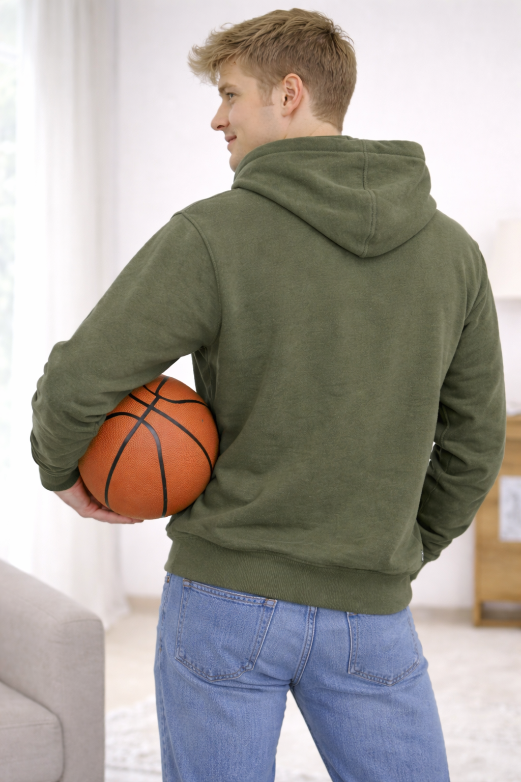 Olive Fleece Pullover Hoodie
