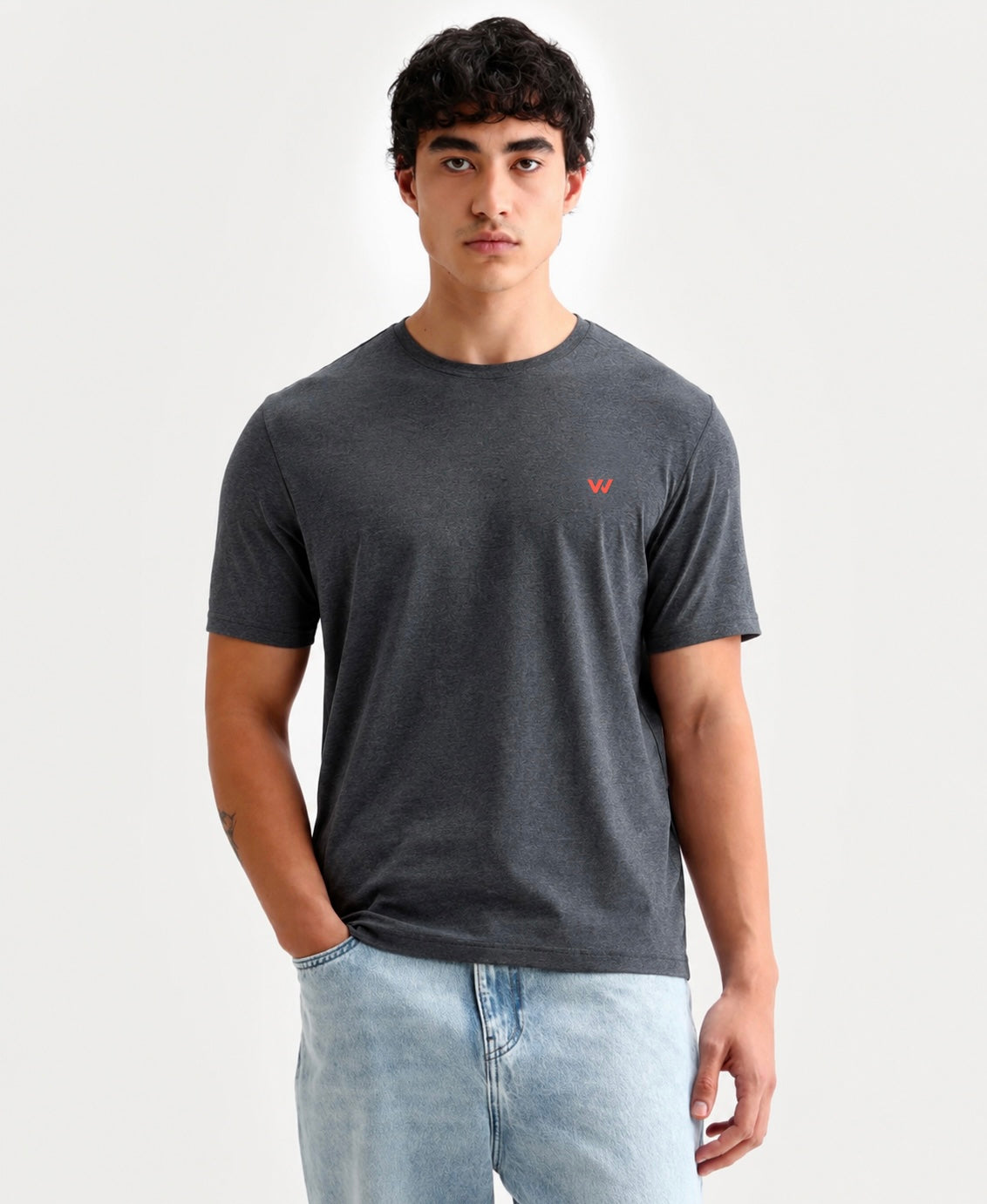 Charcoal Melange Crew Neck T-Shirt