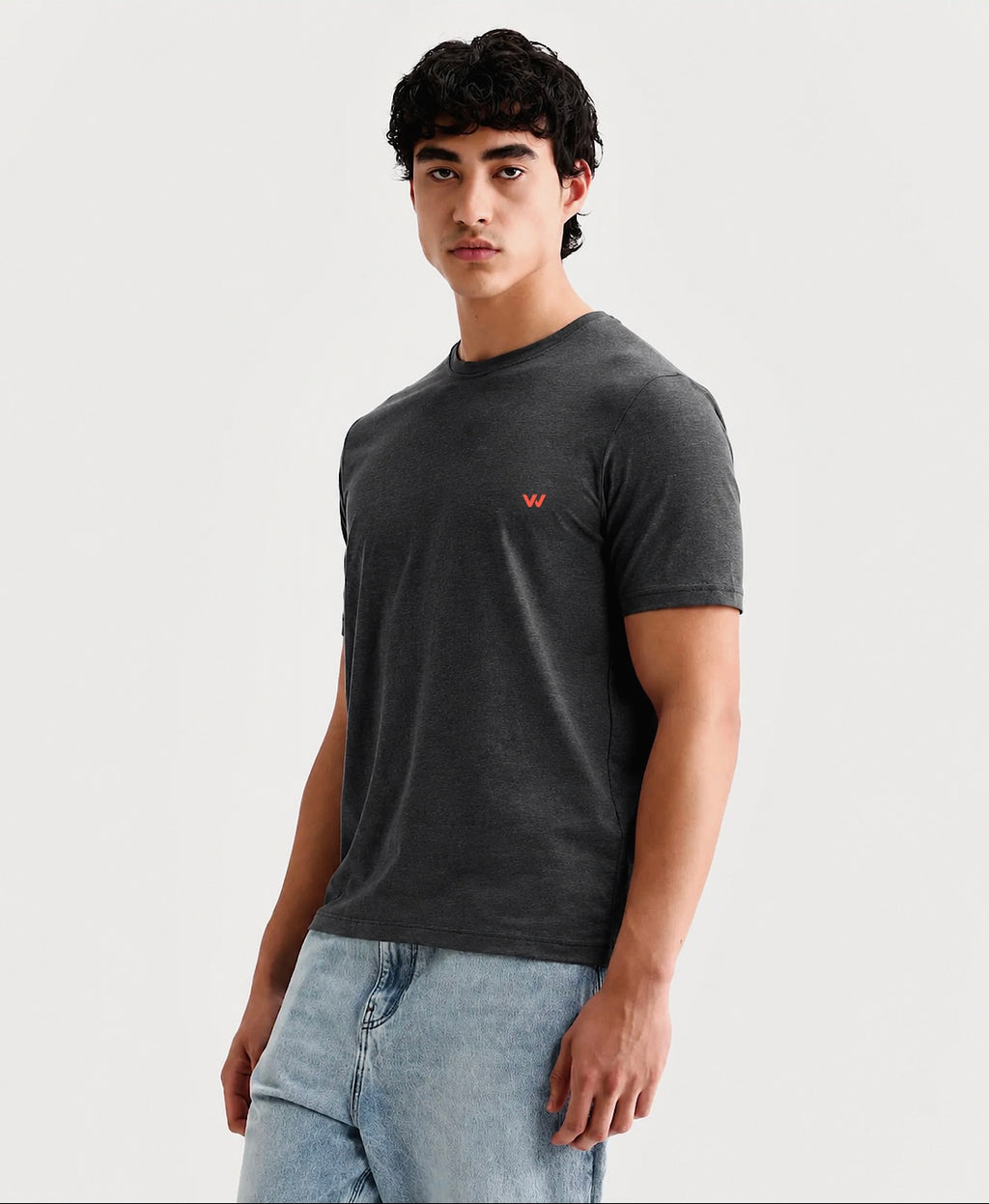 Charcoal Melange Crew Neck T-Shirt