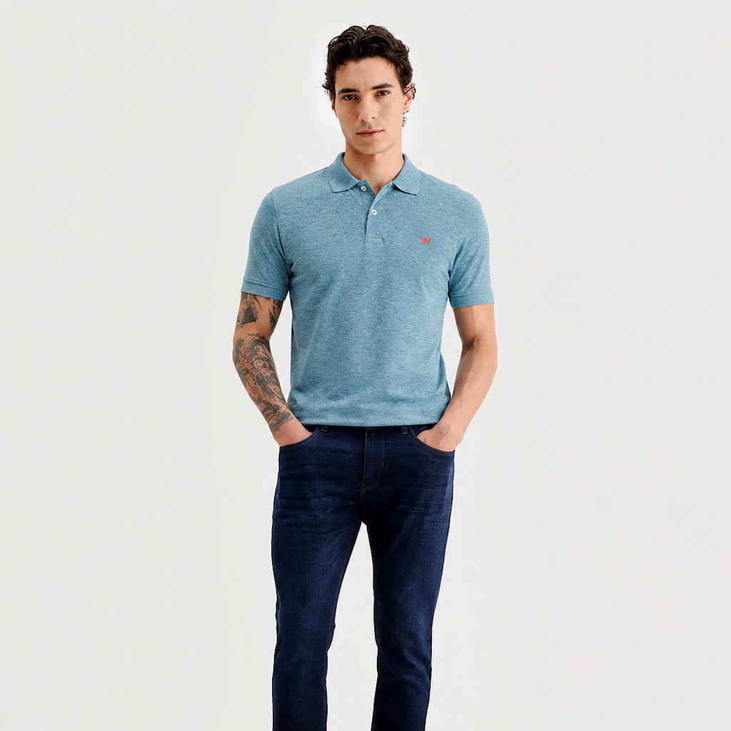 Capri blue Solid Polo T-Shirt