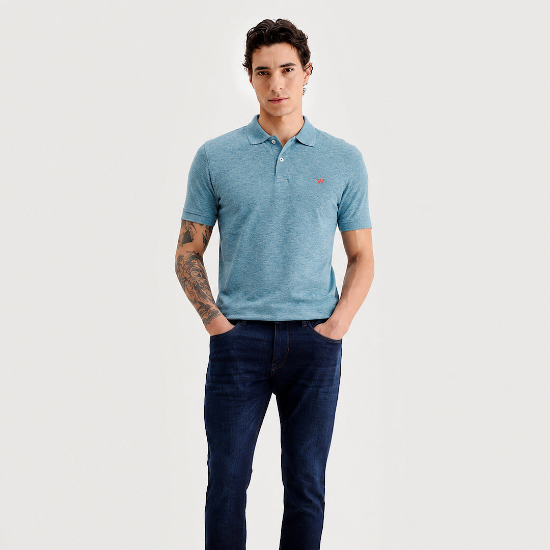 Capri blue Solid Polo T-Shirt