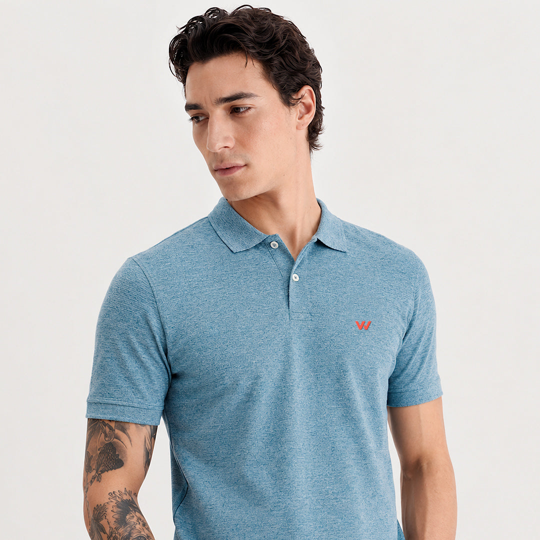Capri blue Solid Polo T-Shirt