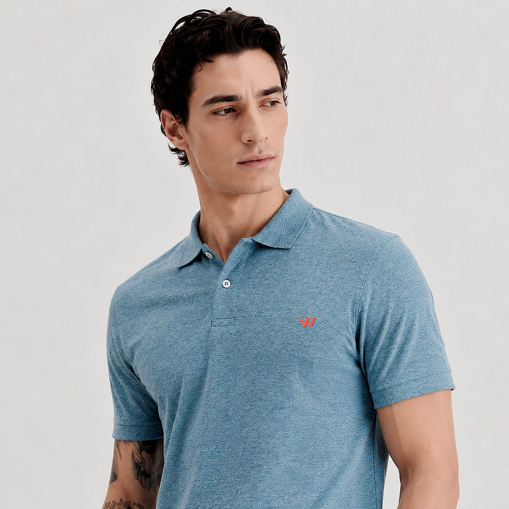 Capri blue Solid Polo T-Shirt