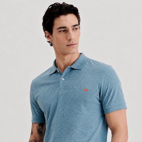 Capri blue Solid Polo T-Shirt