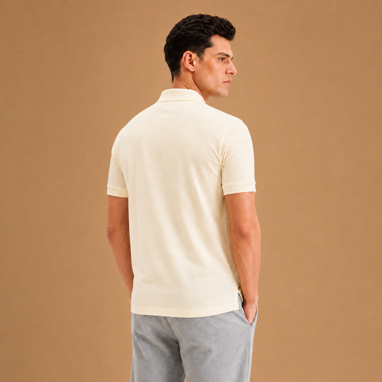 Beige Polo Neck T-Shirt