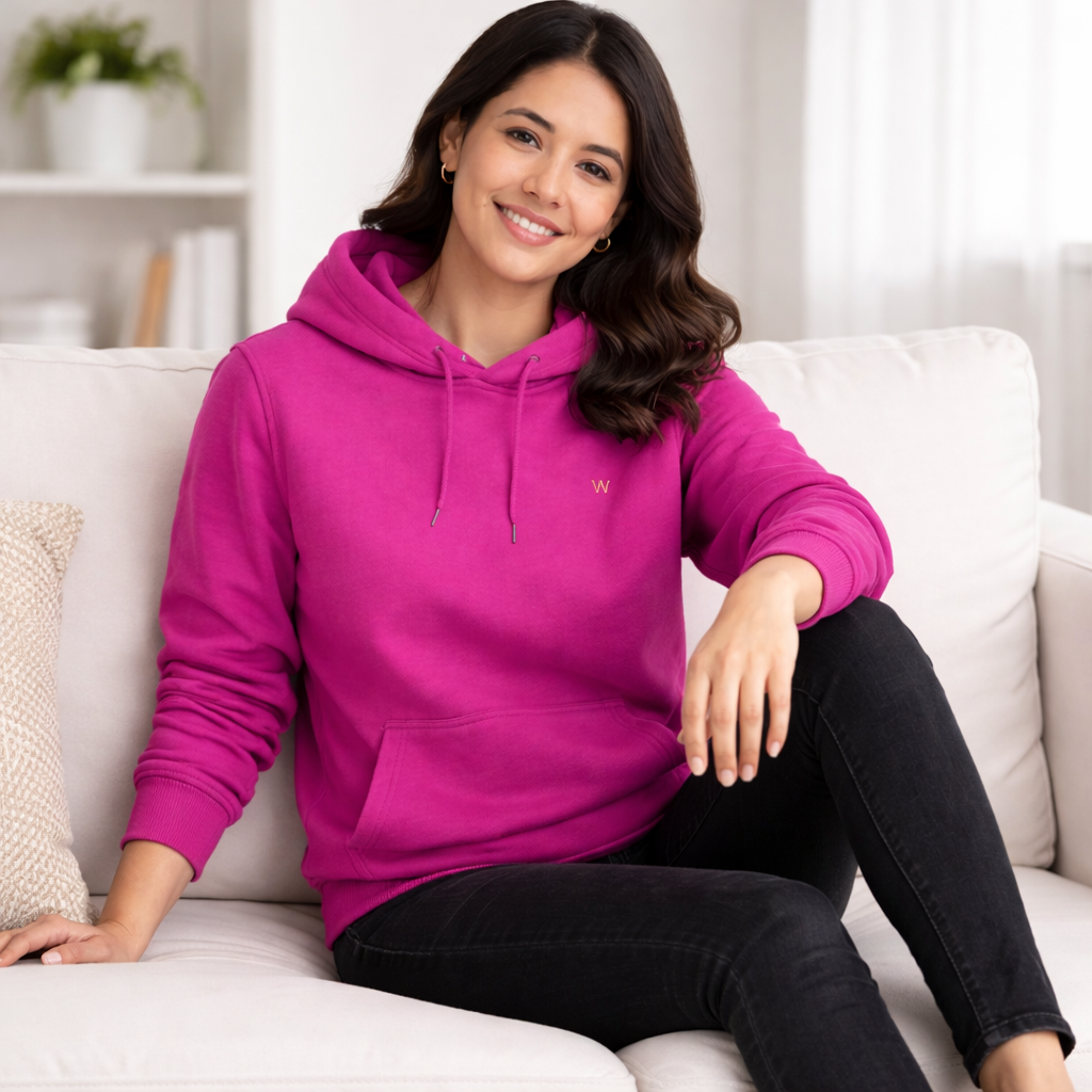 Magenta Purple Fleece Pullover Hoodie